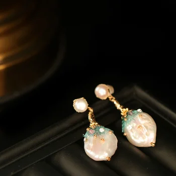 

DAIMI Natural Baroque Pearl Earrings Handmade Design Retro Earrings Women Gift