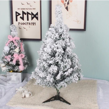 

60cm Mini Artificial Christmas Tree Xmas Tree New Year Home Ornaments Desktop Decorations Flocking Snowflake Christmas Tree