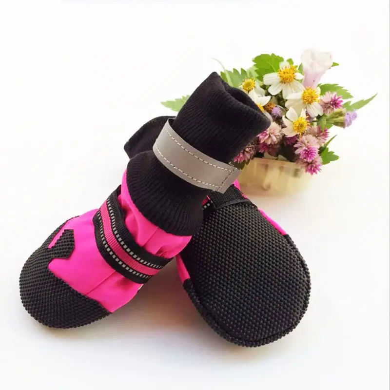 4 pcs Pet Reflective Ski Boots Winter Waterproof Dog Shoes Antislip Paw Protector High Quality Warm Colorful Pet Footwear