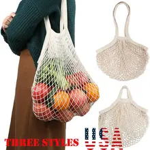 1 шт. сетчатая хлопковая Сетчатая Сумка, Сумка-тоут, тканая сумка для хранения фруктов и овощей, многоразовая хозяйственная сумка для хранения