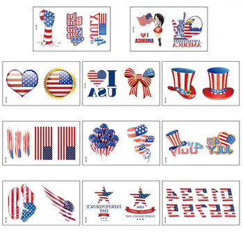 

77Pcs Independence Day Temporary Tattoos Body Art Sticker Decal Party Favors Tattoo accesories Body Art