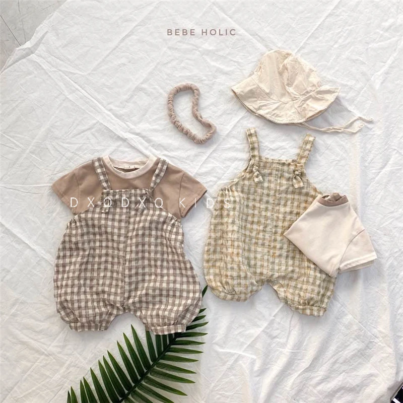Summer Plaid Baby Bodysuits And T Shirt 2 Pcs Outfits 21 Fashion Baby Clothing Korean Style Infant Kids Girls Boys Clothes Set Clothing Sets Aliexpress