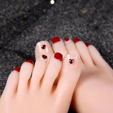 Маникюр патч законченный продукт Лето Красное сердце девушки хипстер японский стиль протезирование ног ноготь короткие летние ногти