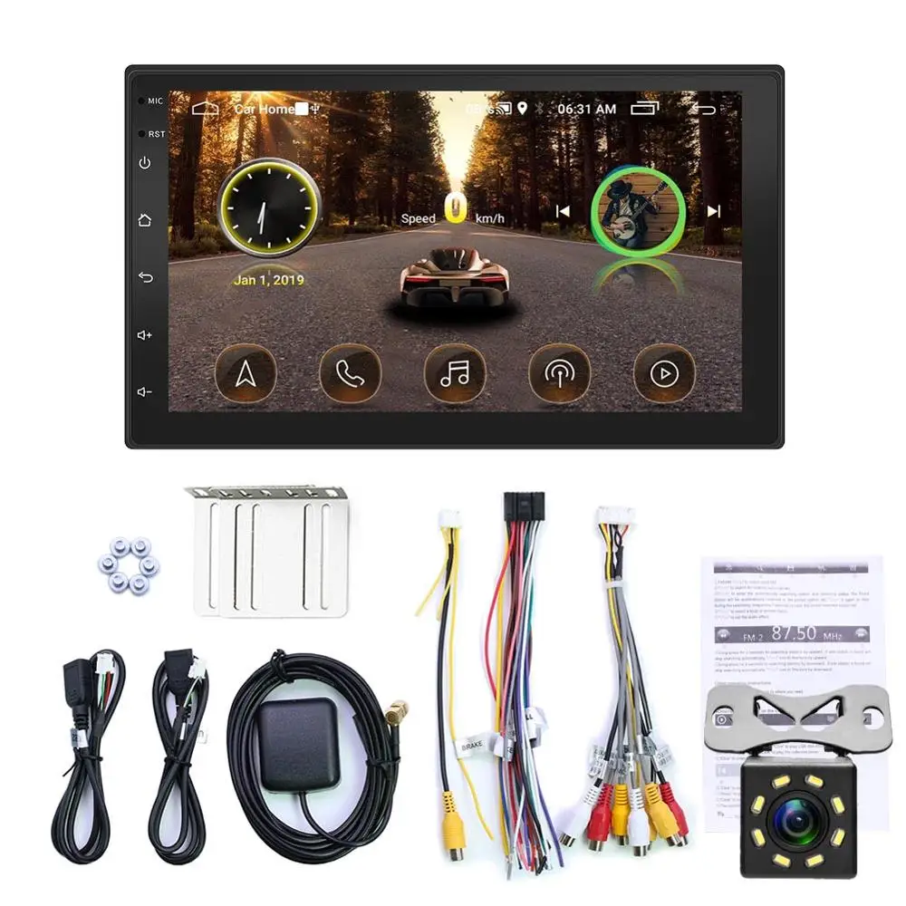 7 дюймов 2 Din Android 8,1 автомобильный стерео радио мультимедиа видео плеер HD Авторадио автомобильный аудио резервный монитор gps Navi карта 2DIN - Color: A-CAM