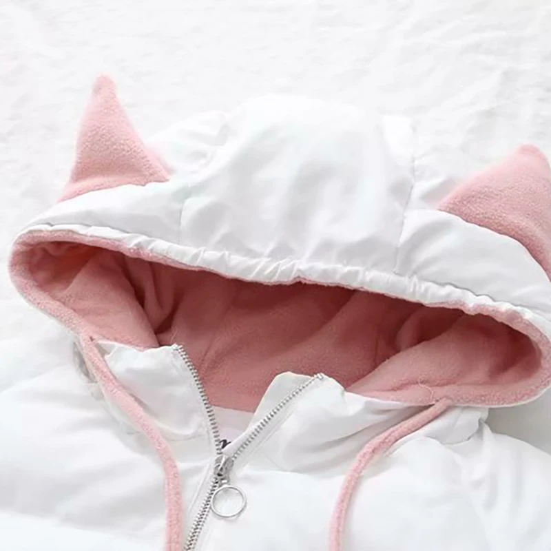 Зимнее женское милое Пальто Harajuku Parkas короткая теплая куртка с капюшоном Повседневная парка