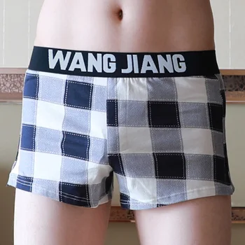 

New Fashion Men's Arrow Pants Boxer Shorts Classic Plaid Male Panties Underpants Loose Breathable Homewear Panties