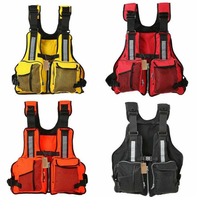 Adult Life Jacket Solid Men Women Adjustable Waterproof Buoyancy Aid Nylon  Fishing Vests Sailing Fishing Kayak Life Vest
