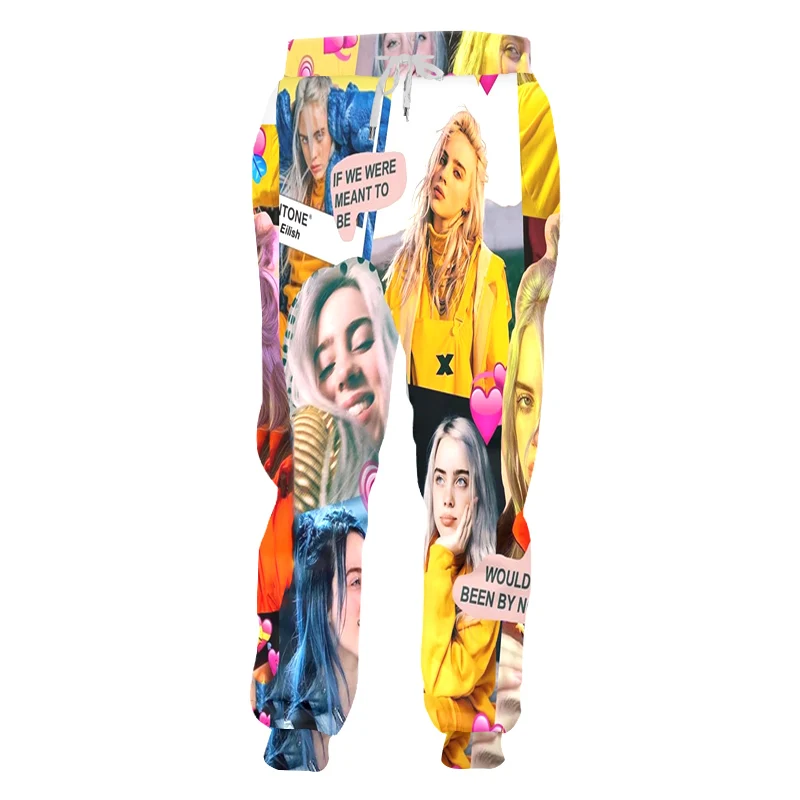 UJWI мужские/женские новые 3D спортивные штаны с принтом желтые Billie Eilish брюки тренд хип-хоп певица большой размер унисекс модная одежда