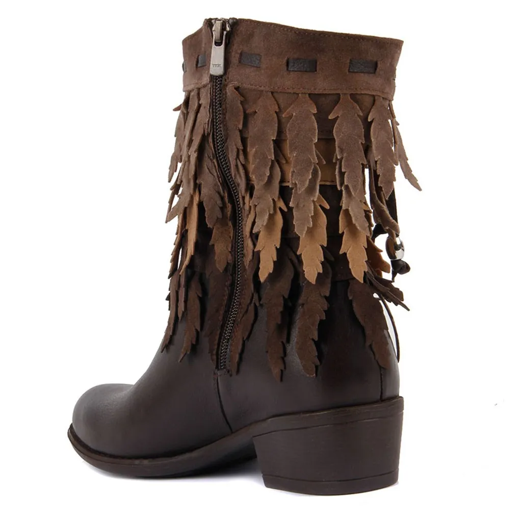 Saillakers/коричневые женские ботинки из натуральной кожи с кисточками