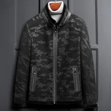 Мужская куртка из натуральной кожи, зимняя куртка из настоящей овчины, пальто для мужчин, Натуральная шерсть, меховая подкладка, теплая камуфляжная куртка LSY088325 MY1844