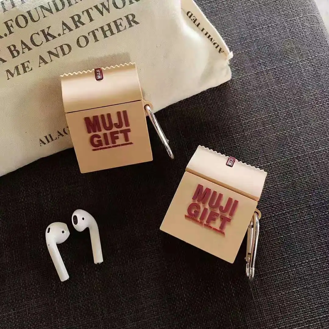 Милый 3D бренд MUJI модный беспроводной Bluetooth гарнитура силиконовый чехол для Airpods Earphne Защитный чехол силиконовый чехол s