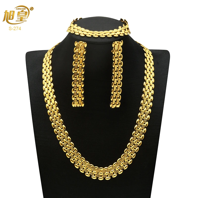 XUHUANG African Dubai Gold Jewelry Set For Women Wedding Necklace Bracelets Earrings Bohemia Indian Jewellery Gift | Украшения и