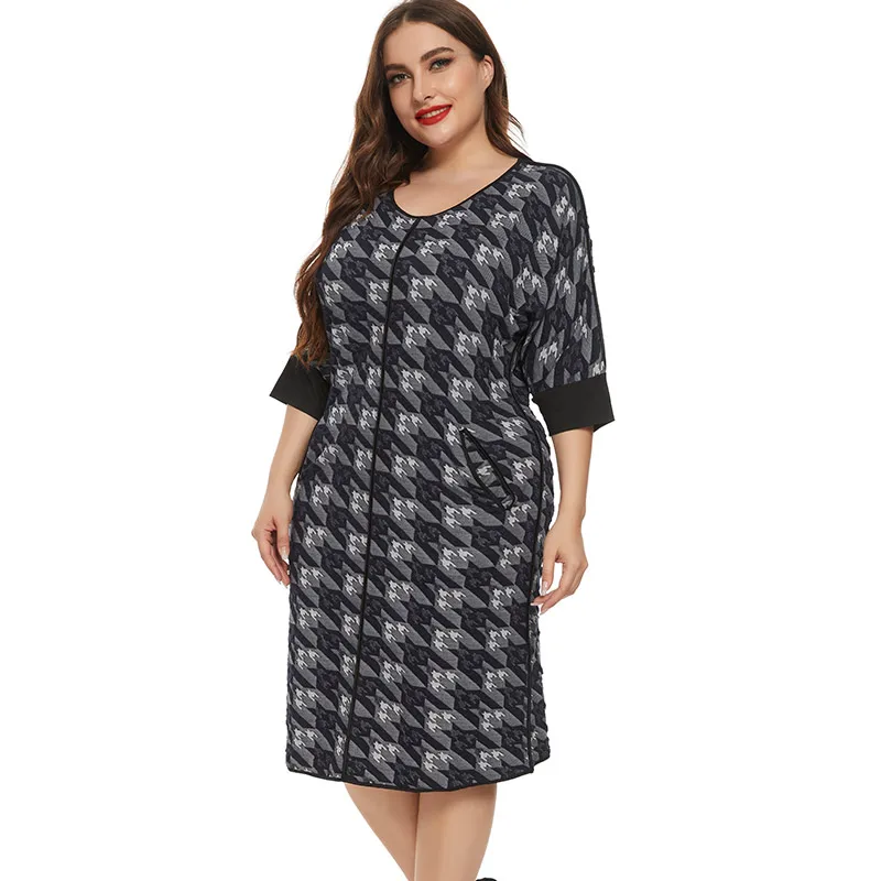 2020 Fall womens Long sleeves Printed Dress fashion Ladies Retro party elegant Plus Size dresses Women Clothing 4XL 5XL 6XL
