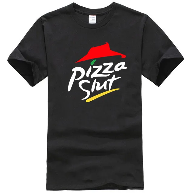 Pizza slut забавные пародийные футболка пицца быстро Еда Юмор Шутка станет желанным