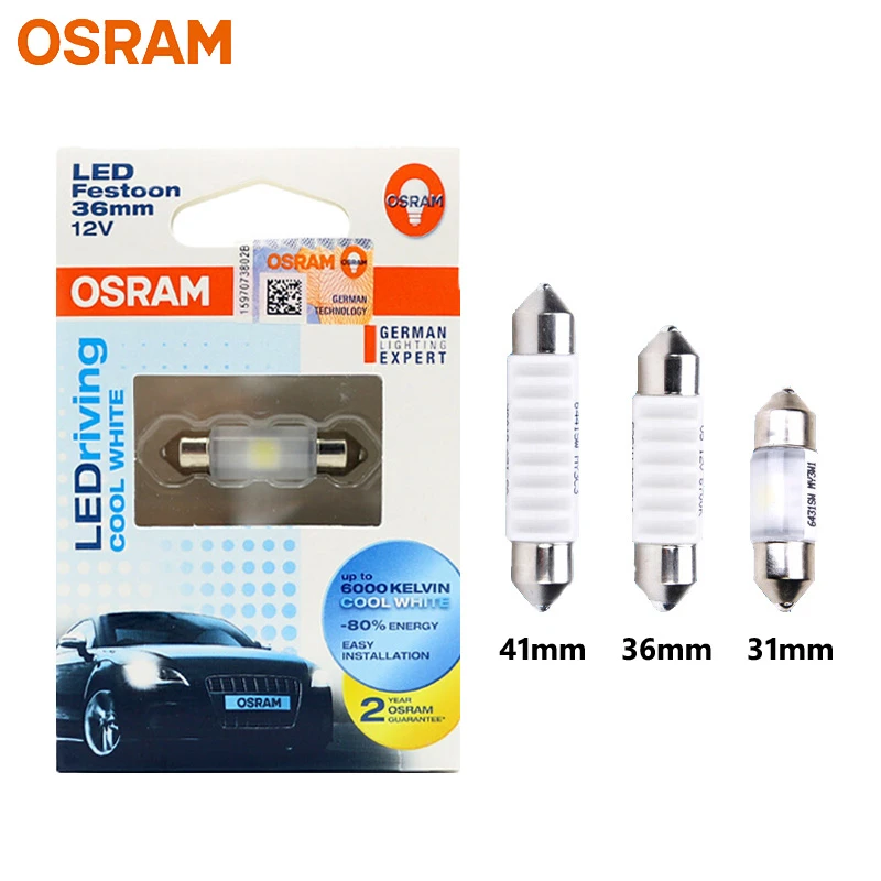 OSRAM Lámpara LED de Interior, Bombilla estándar de 6000K, color blanco frío, 31mm, 41mm, C5W, 1 ud.|Lámpara de señalización| - AliExpress