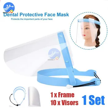 

Safety Helmet Face Shield Anti-fog Anti Saliva Splash Dustproof 1 PCS Frame+10 Pcs Visor Protective Face Cover Mask