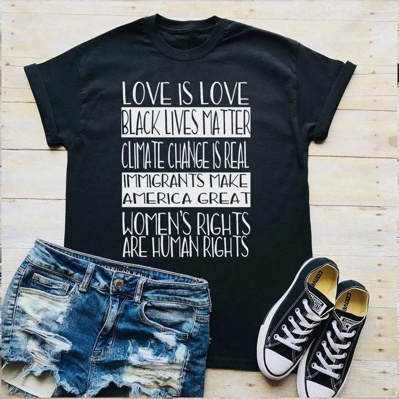 Женские футболки Love Is Black Lives Matter летние модные с графическим принтом права