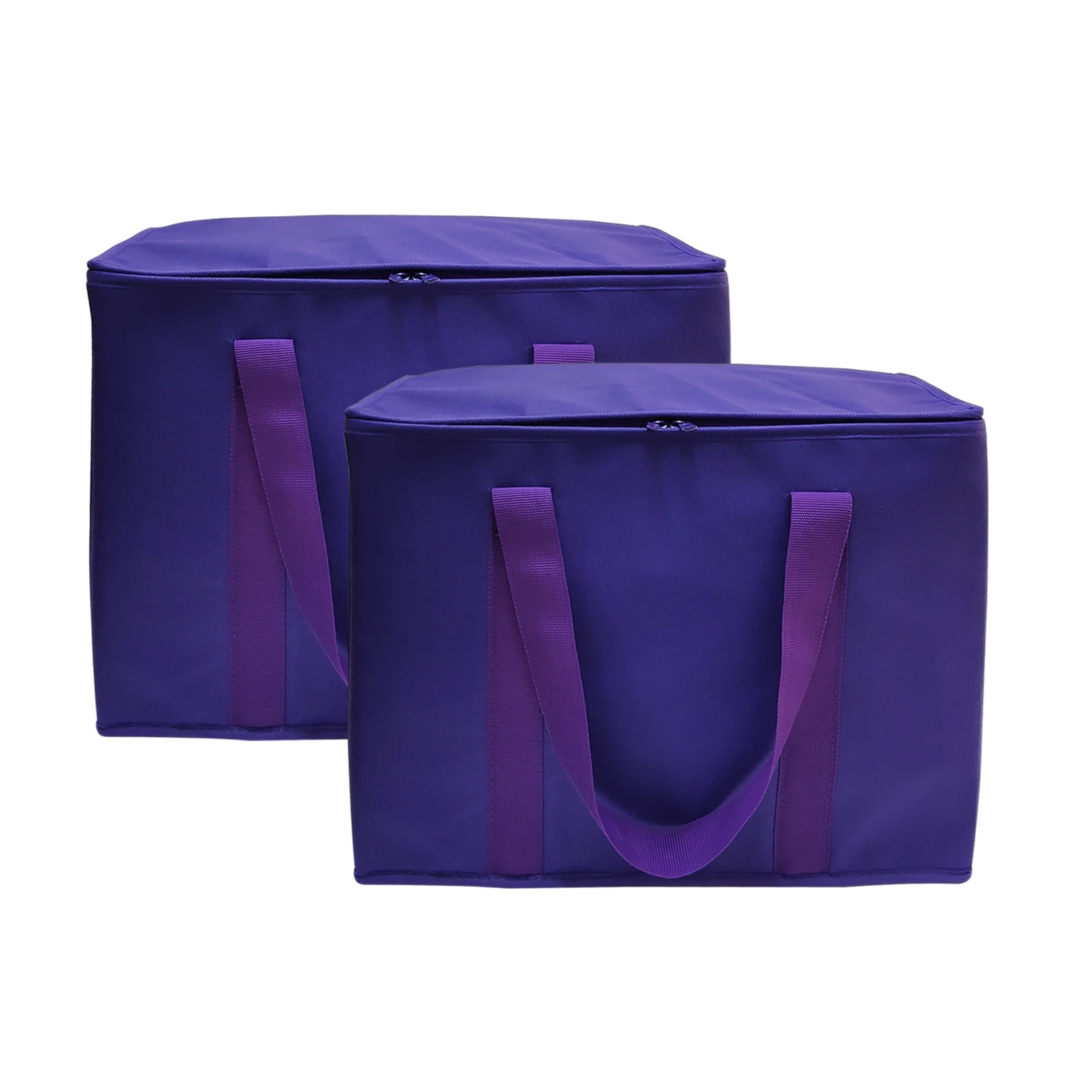 2 pack Insulated Reusable Grocery Shopping/Delivery Bags with Zippered Top Set 