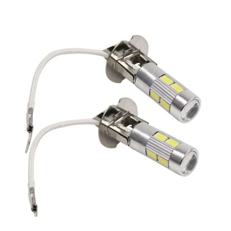 Bombilla LED H3 H1 para luces antiniebla, luz diurna de 12V, 5630, 10SMD, 2 uds.
