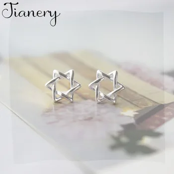

JIANERY Real Pure 925 Sterling Silver Star David Earrings For Women Fashion Jewelry Pendientes Brincos Drop Shipping