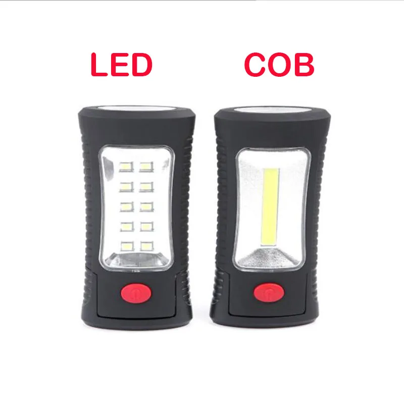 2 LEDs COB work flashlight Protable hand Magnetic camping with Hook stand flash light torch lamp AAA battery working lighting