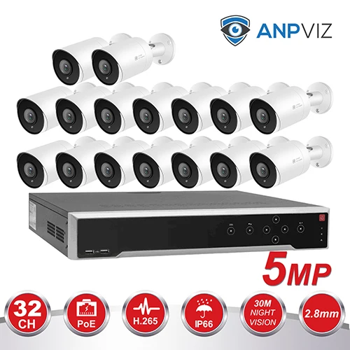 16PCS Bullet KIT Hikvision OEM 32CH 4 к NVR KIT 16/20/32 шт. открытый 5MP Пуля IP система наблюдения ссtv встроенной Аудио Видео набор для наблюдения - Цвет: 16PCS Bullet KIT