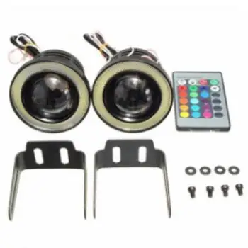 

HiMISS 2pcs Angel Eyes Front Fog Lamp 30W 3.5inches Remote Control Colorful Fog Light