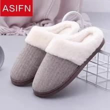 ASIFN мужские тапочки с мехом; хлопковые и льняные зимние домашние тапочки; парные женские тапочки; теплые плюшевые бархатные Тапочки; Chinelo Masculino