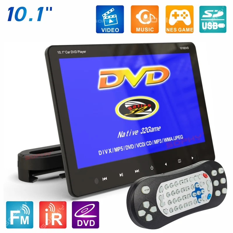  New 10.1 inches Auto Car Rear Seat Mounted DVD Player Monitor MP4 MP5 Video Player DVD-9/VCD//USB/S