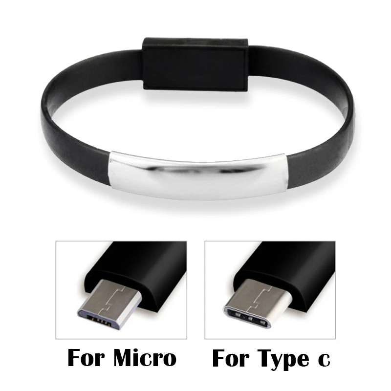 Outdoor Portable Mini Micro USB Type C Bracelet Cable Charger Data