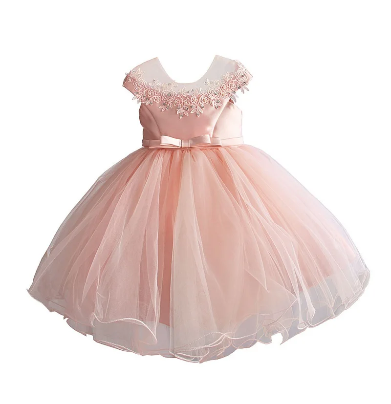 Розовое Кружевное платье принцессы с бисером для девочек; Детские платья для девочек; платье на Хэллоуин