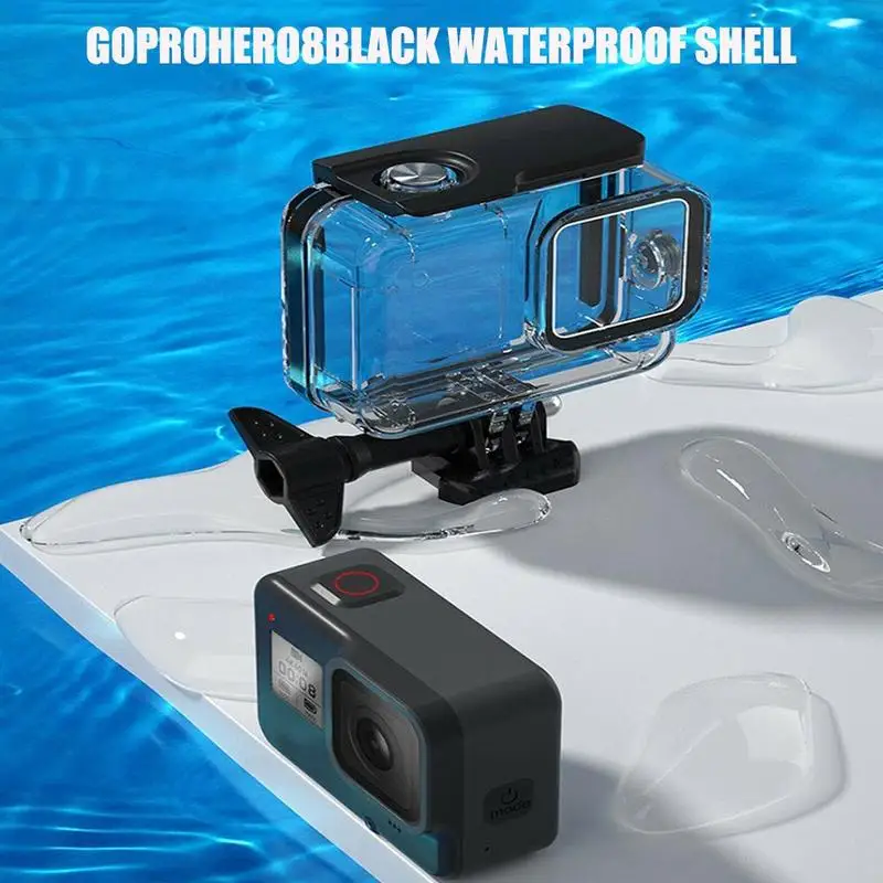 60 м подводный чехол для GoPro Hero 8, Черный Защитный корпус, чехол, водонепроницаемый чехол, объектив камеры, дайвинг, части для плавания