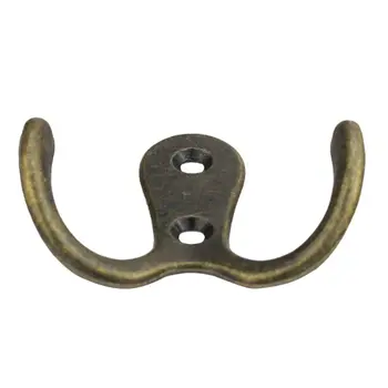 

20 Pieces Double Prong Robe Hook Rustic Hooks Retro Cloth Hanger with 40 Pieces Screws, Bronze Color