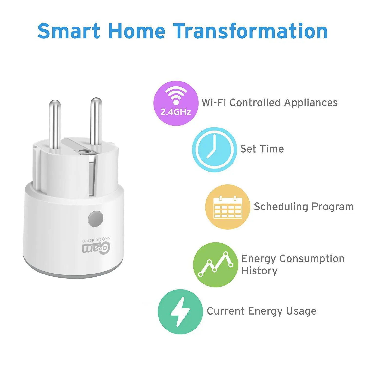 NEO Coolcam Smart Plug WiFi Socket 3680W 16A Power Energy Monitoring Timer Switch EU Outlet Voice Control by Alexa Google smart switch smart wifi switch wifi switch smart plug socket smart socket wireless switch