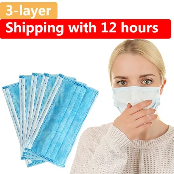 

Mask Disposable Nonwove Meltblown 3 Layer Ply Filter Mask mouth Face mask filter safe Breathable masks