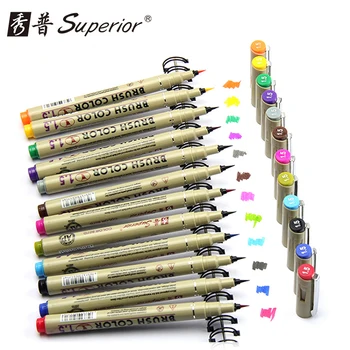 

Superior Marker 12 color 1.5mm Marker pens Drawing Artist Soft Brush Pen Sketch Marker Watercolor Design Paints Art Supplies