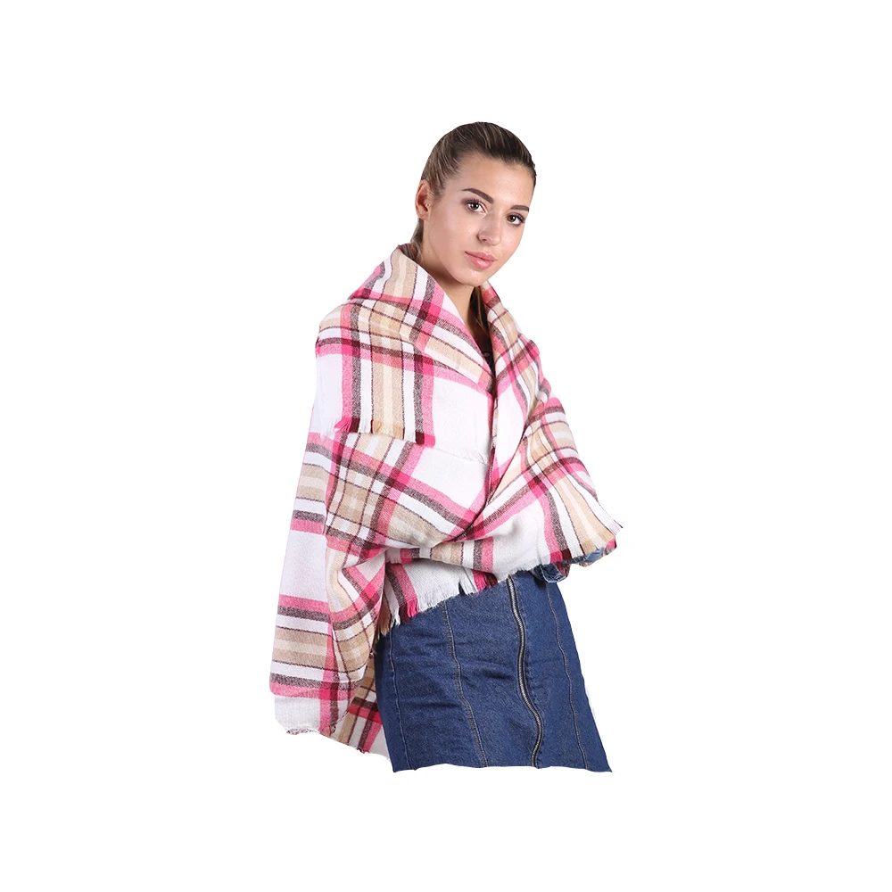 Белый Jinjin. QC Новые Модные Женские Зимние Кашемировые Шарфы Очень Удобные Клетчатые Шарфы Очень Красивые Очень Теплые - Цвет: Белый