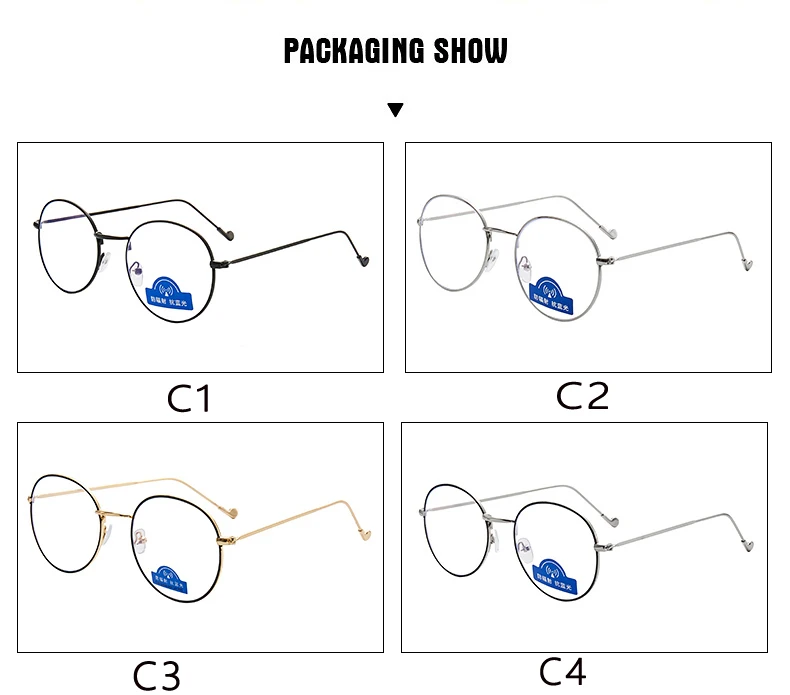 New Men Vintage Anti Blue light Glasses Frame Round Women Lens Myopia Optical Mirror Simple Metal Anti-blue Clear Eyewear