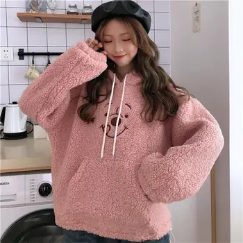 

Casual Loose Bear Smiley Sweatshirt Female Korean Kawaii Cute Women's Sweatshirts Japanese Harajuku Ulzzang Clothing For Women