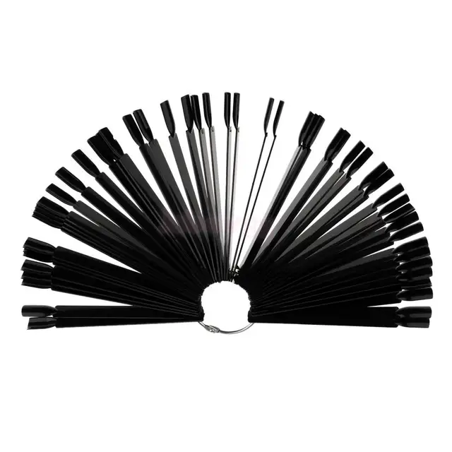 50/40pcs Nail Art Display False Tips Clear Nature Black 12.5*1CM Fan Nail Polish Swatch Sector Display Nail Salon Show Tool TD03 50pcs Black