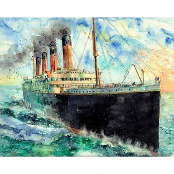 

DIY Painting By Numbers White Star Line Ship Kit Oil Picture By Numbers Landscape Wall Art Painting on Canvas Home Decoration