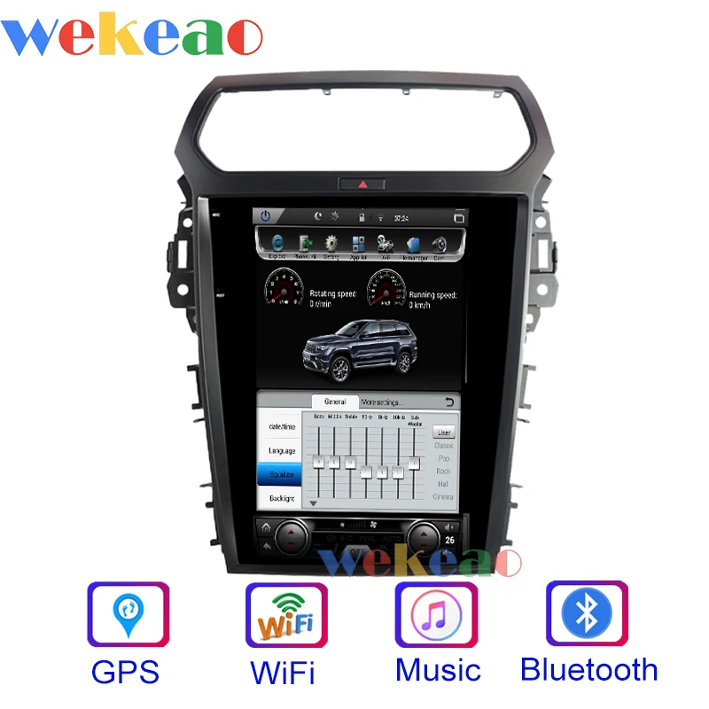 Wekeao вертикальный экран Tesla style 12,1 ''1Din Android 8,1 автомобильный Dvd мультимедийный плеер Авто gps навигация для Ford Explorer 2013