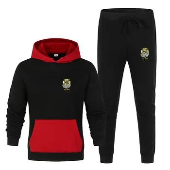 

New Tracksuit Men 's Sets Sportswear Color Splice Hoodie Vetement Homme Jogging Track Suit 2-piece Hooded Sweatshirt+Pants 3XL