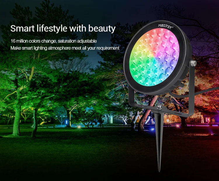 Светодиодный 25 Вт RGB+ CCT светодиодный садовый светильник(LoRa 433 МГц) IP66 100~ 240 В садовый светодиодный светильник с поддержкой приложения/Alexa голосового ассистента управления FUTC05L