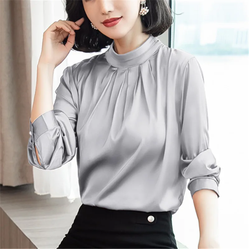 Korean Fashion Women Silk Shirts Women Satin Blouse Shirt Blusas Mujer De Moda Women Blouses Elegant Women Silk Shirt Plus Size - 4.00018E+12