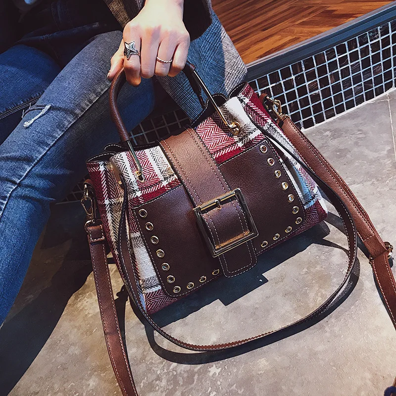 

Big Bag Women's 2018 New Style Spring Versatile Europe And America Plaid Tote Bag Hand Summer Large-Volume Crossbody Bag