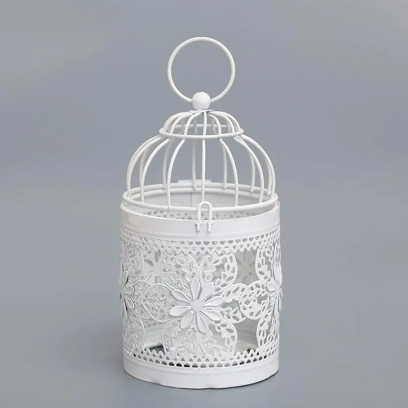 Bird Cage White Candleholder Desk Decoration Holder Light Decor Party Decorations Candlestick Hollow out Wedding Metal Tea - Цвет: B style