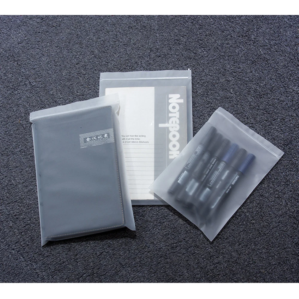 100Pcs/Lot Froted Transparent Plastic Packing Bags for Clothes Ziplock Storage Bags for Accessories Books Travel Split Bag