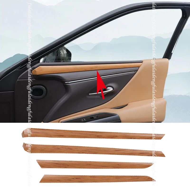 4pcs For Lexus ES350 ES300H 2019-2021 Carbon fiber Wood grain ABS Inner Car Door Armrest Stripe Cover Trim Accessories | Автомобили и