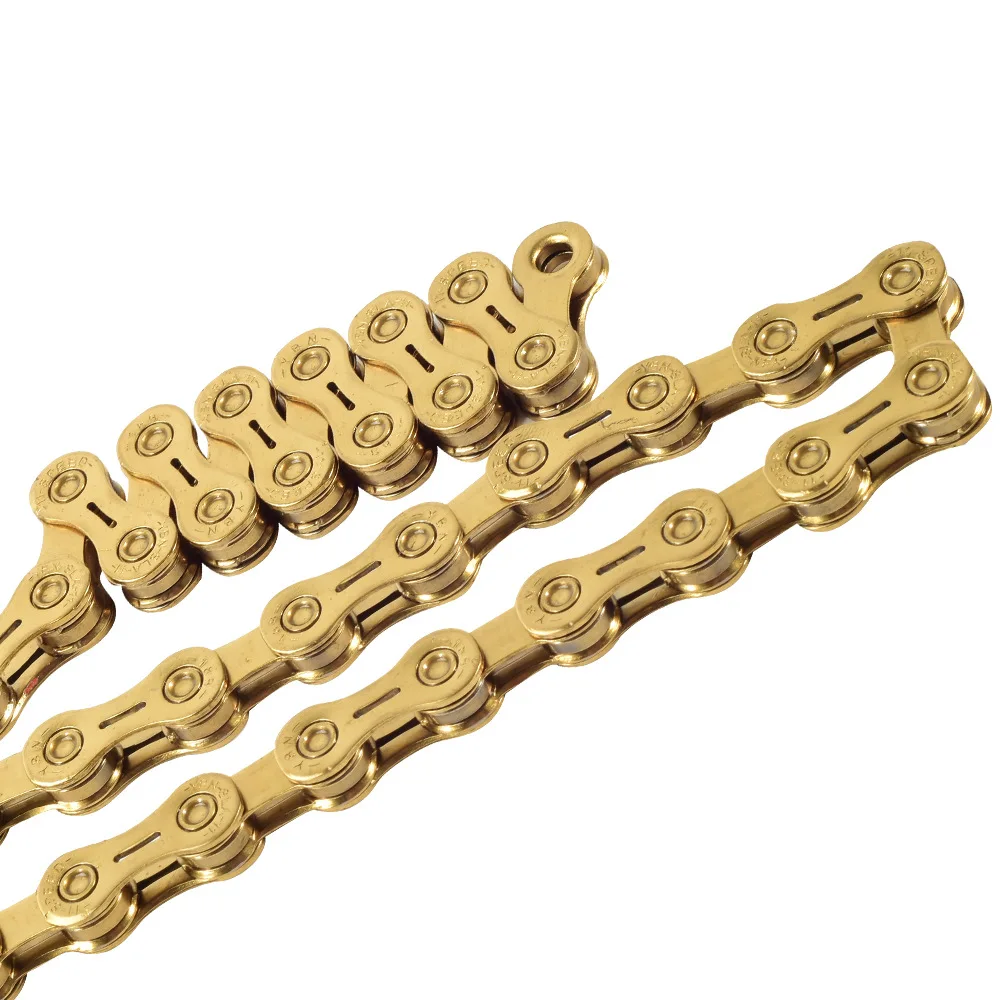 

Taiwan YBN Bicycle Chain 10-Speed 11-Speed Ultra-Light Mountain Bike Gold Semi-Hollow out Chain Hot Sales
